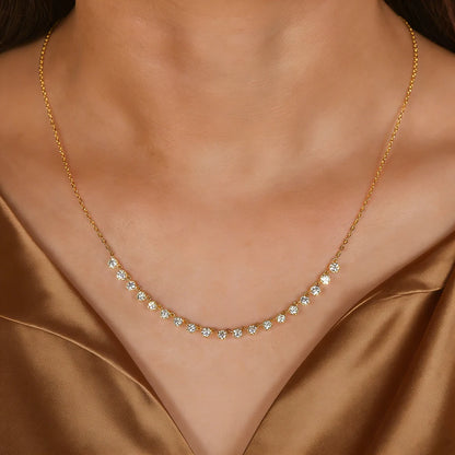 Anziw 14k Gold Filled 3mm D Moissanite Bubble-Style Pendant Necklace for Women