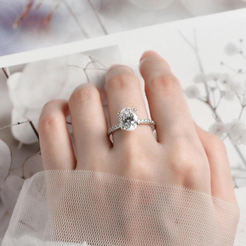 3.0CT D Oval Cut Moissanite Engagement Wedding Ring for Women 925 Sterling Sliver Promise Bands Vintage Finger Jewelry Certified