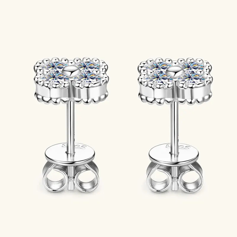Anziw 3mm D Moissanite Jewelry Set Clover Flower Pendant Necklace Earrings Bracelet 3 in 1 Sets for Women 925 Silver Charm Gifts