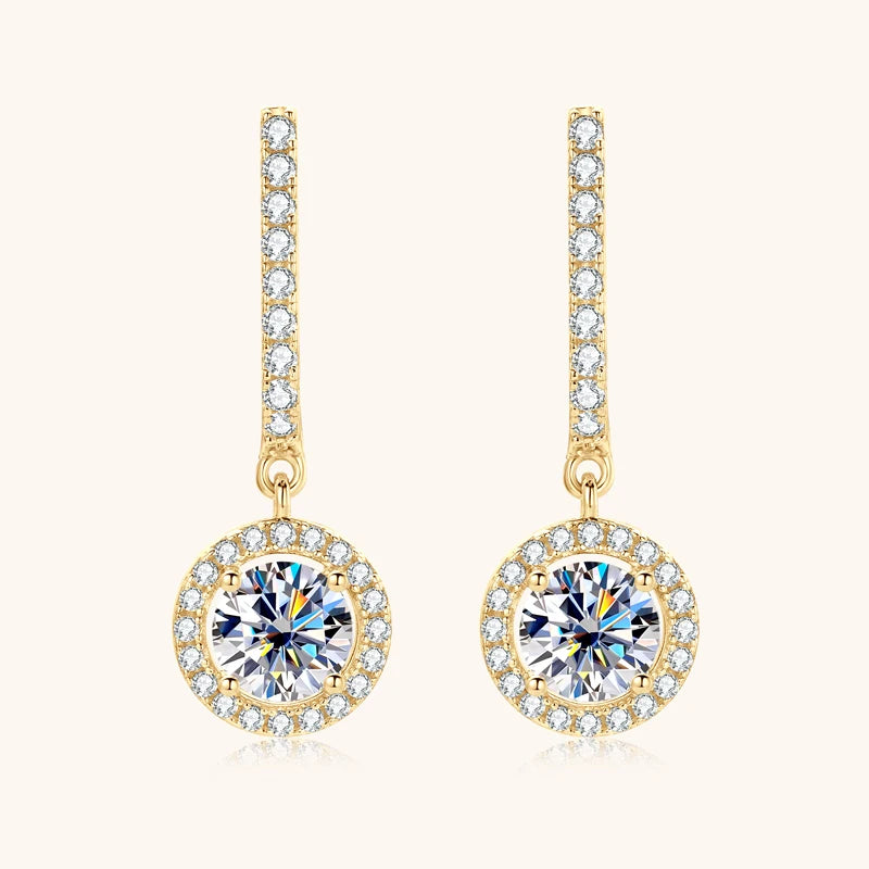 Anziw 2023 Women Hoops 925 Silver Gold Drop Earrings Dangle 1CT Real Moissanite Earring Original Certified Wedding Jewelry Gifts