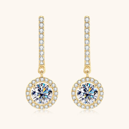 Anziw 2023 Women Hoops 925 Silver Gold Drop Earrings Dangle 1CT Real Moissanite Earring Original Certified Wedding Jewelry Gifts