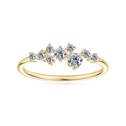 Anziw Cute D0.30CT Moissanite Ring for Women 100% 925 Silver Thin Ring Fashion Finger Band Jewelry Christmas Valentine's Gifts