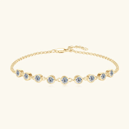Anziw Fashion 925 Sterling Silver Bubble Bracelet 2.5mm D Color Bezel Moissanite Bracelets for Women Birthday Gift Fine Jewelry