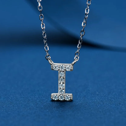 Anziw Initial Moissanite 26 Letter Pendant Necklace for Women Men Real Silver 925 Name Pendant Fine Jewelry Valentine's Day Gift