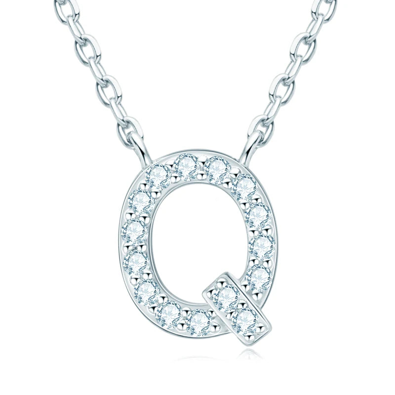 Anziw Initial Moissanite 26 Letter Pendant Necklace for Women Men Real Silver 925 Name Pendant Fine Jewelry Valentine's Day Gift