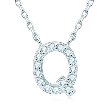 Anziw Initial Moissanite 26 Letter Pendant Necklace for Women Men Real Silver 925 Name Pendant Fine Jewelry Valentine's Day Gift