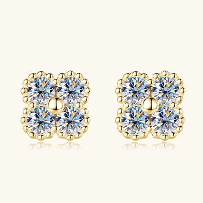 Trendy Clover Flower Stud Earrings 3mm D Moissanite Lab Diamond 100% Real 925 Silver Piercing Ear Jewelry for Women Gifts 2025