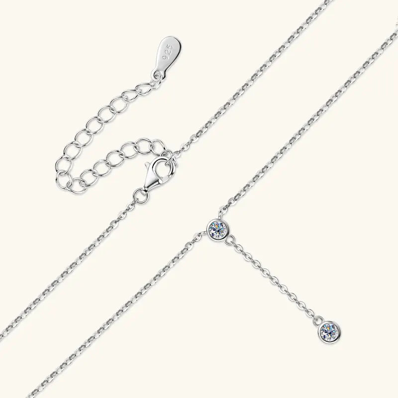 Anziw 3mm D Color Moissanite Y Shape Long Pendant Necklace for Women Adjustable Chain 100% 925 Silver Jewelry Trendy 2025 Gifts