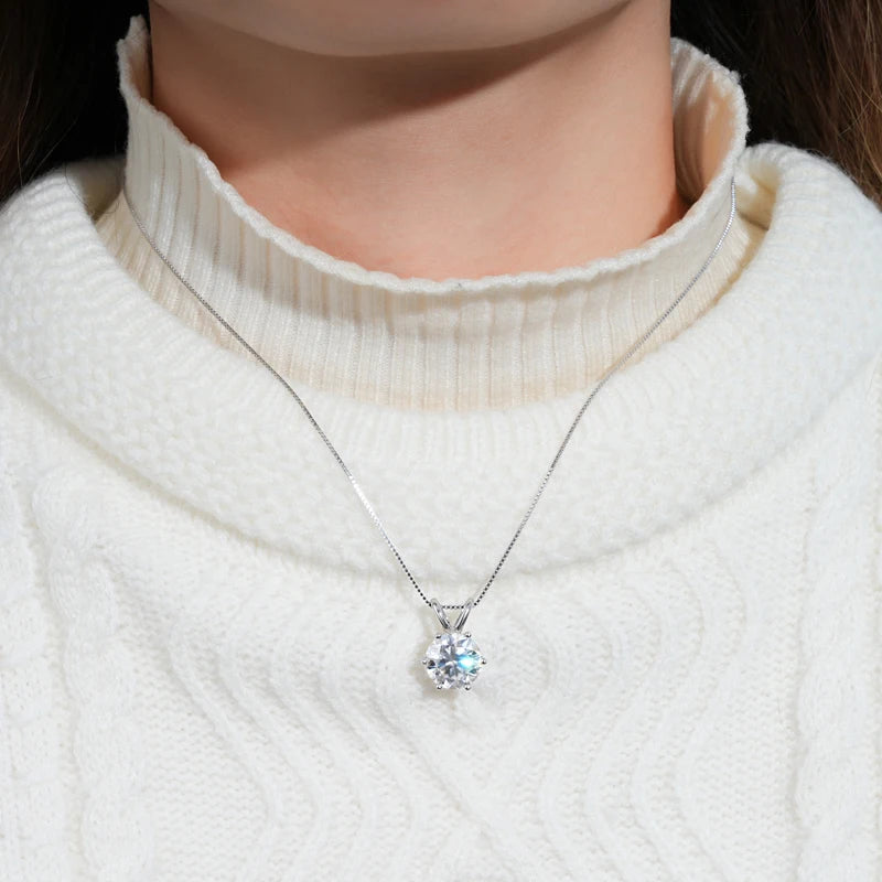5CT 3CT 4CT 0.5CT 1CT 2CT D-E Moissanite Solitaire Pendant Necklace For Women Real 925 Silver Original Jewelry With Certificate