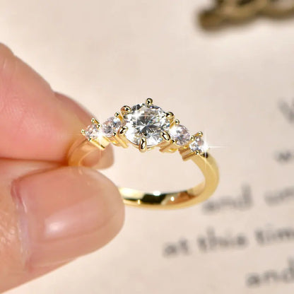 Anziw Exquisite 6.5mm 1.0ct D Moissanite Rings for Women 14K Gold Filled Classic Six Claws Finger Bands 2026 Tendy Jewelry Daily