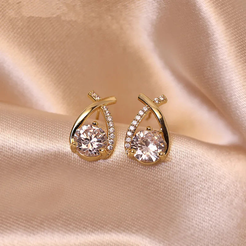 Anziw S925 5MM 0.5CT D Round Moissanite Cross Stud Earrings Real 925 Sterling Silver for Women Sparking Lab Diamond Fine Jewelry