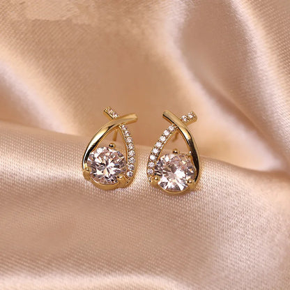Anziw S925 5MM 0.5CT D Round Moissanite Cross Stud Earrings Real 925 Sterling Silver for Women Sparking Lab Diamond Fine Jewelry