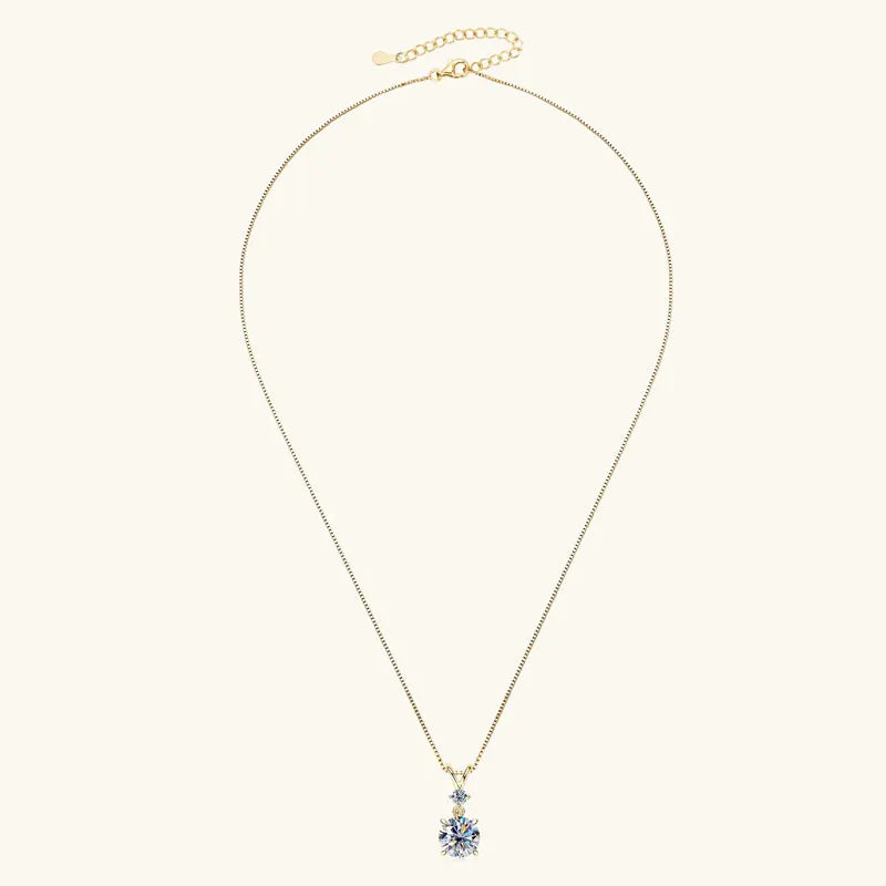 Anziw 1CT 2CT 3CT Moissanite Pendant Necklace for Women 925 Silver Adjustable Chain Sparking Two Stones Necklaces Gift Valentine