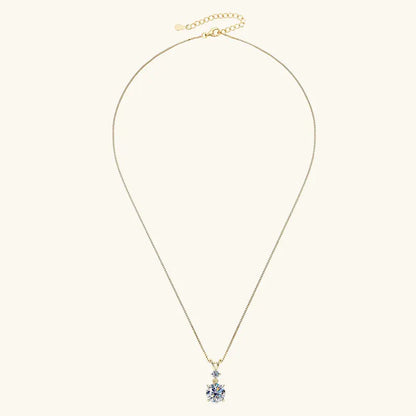 Anziw 1CT 2CT 3CT Moissanite Pendant Necklace for Women 925 Silver Adjustable Chain Sparking Two Stones Necklaces Gift Valentine