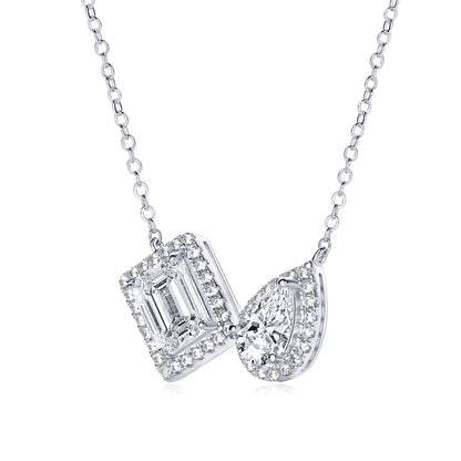 3CTW. 2ct Emerald Cut and Pear Cut D Moissanite Pendant Necklace for Women s925 Silver Certified Jewelry Party Birthday Gift