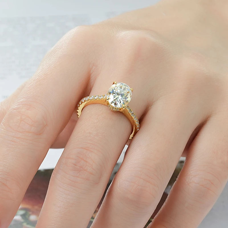 3CT Oval Cut Moissanite Ring for Women 925 Sterling Sliver Vintage Engagement Wedding Promise Band Finger Jewelry Certified Ring