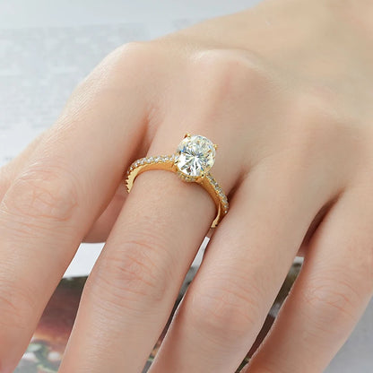 3CT Oval Cut Moissanite Ring for Women 925 Sterling Sliver Vintage Engagement Wedding Promise Band Finger Jewelry Certified Ring