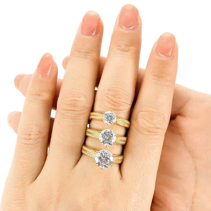 Anziw 1ct 2ct 3ct D Moissanite Ring for Women 925 Sliver 18k Gold Plated Classic Engagement Wedding Promise Rings Finger Jewelry