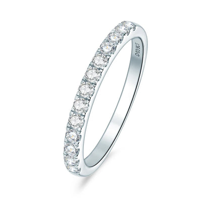 ANZIW Stackable Half Eternity Rings Bands Sparking 2mm Moissanite Wedding Engagement Ring 925 Silver for Women Gifts Jewelry D-E