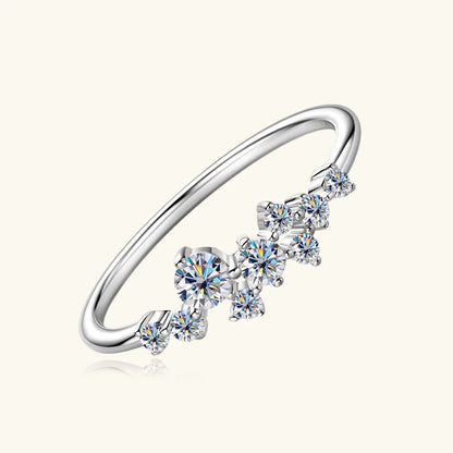 Anziw Cute D0.30CT Moissanite Ring for Women 100% 925 Silver Thin Ring Fashion Finger Band Jewelry Christmas Valentine's Gifts