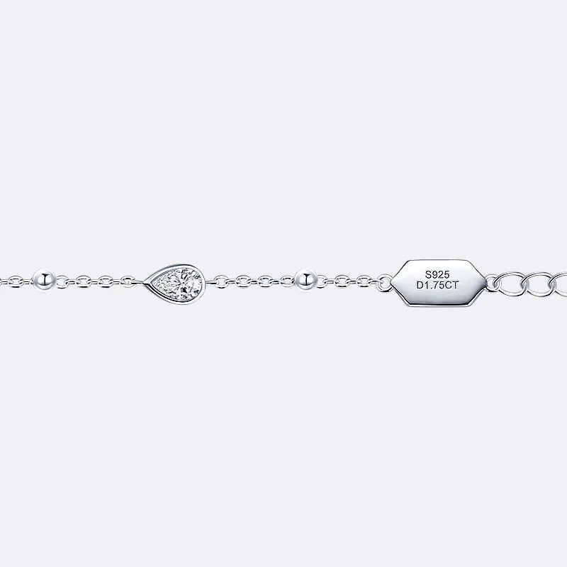 Anizw Teardrop Waterdrop Moissanite Bracelets for Women 925 Silver Certified Pear-shaped Cut Lab Diamond Hand Jewelry 2025 Trend