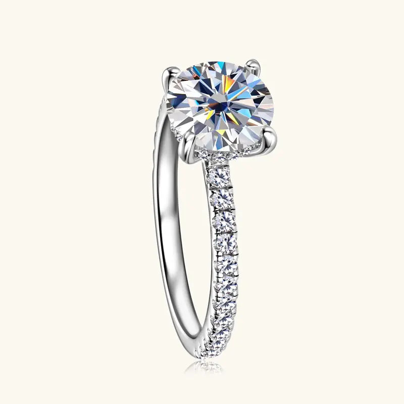 8mm 2.0CT Moissanite Solitaire Ring for Women 18k Gold Plated 925 Silver Engagement Wedding Promise Rings Finger Bands Jewelry