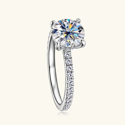8mm 2.0CT Moissanite Solitaire Ring for Women 18k Gold Plated 925 Silver Engagement Wedding Promise Rings Finger Bands Jewelry