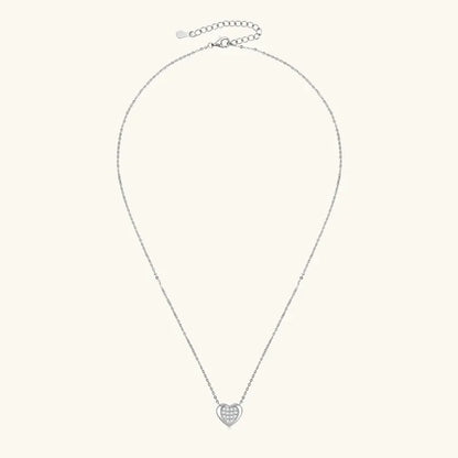 Anziw Love Heart Full Moissanite Solitaire Pendant Necklace for Women 925 Silver Chain Adjustable Collar Jewelry Gift Valentines
