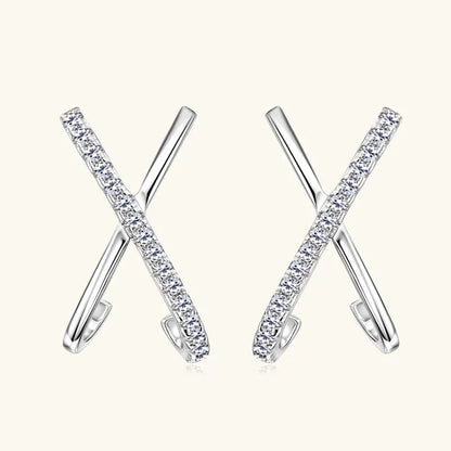 Anziw 2025 New Trend Moissanite Earrings 925 Silver Cross X Shape Stud Earrings for Women Daily Wear Fine Jewelry Gift Birthday
