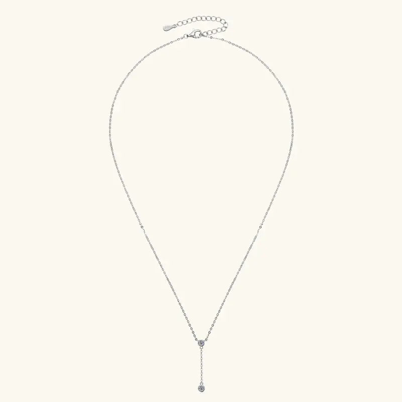 Anziw 3mm D Color Moissanite Y Shape Long Pendant Necklace for Women Adjustable Chain 100% 925 Silver Jewelry Trendy 2025 Gifts