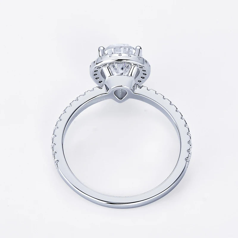 Anziw Original 925 Sterling Sliver Wedding Promise Ring 2.0 Carat Pear Cut Moissanite Ring Bands for Women Engagement Jewelry