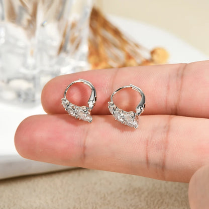 Anziw Luxury 1.86CTW 5mm Moissanite Drop Hoop Earrings for Women Real 925 Silver 4-stone Clip Earring Wedding Party Jewelry Gift