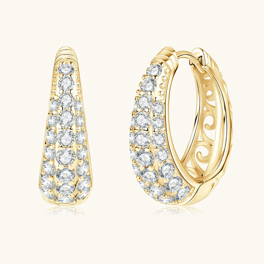 Anziw Micro Paved Full Moissanite Hoops Earrings Silver 925 Dazzling Diamond Ear Luxury Jewelry for Women Men Party Wedding Gift