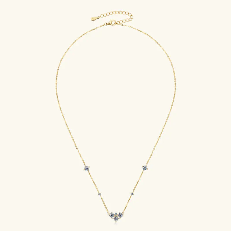 2025 New 4mm&2mm D Color Moissanite Pendant Necklace Plated 18K Gold 925 Silver Chain Jewelry Certified for Women Girl Gifts