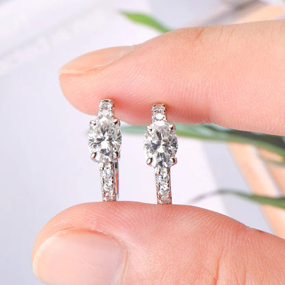 4.0cttw Oval Cut D Moissanite Jewelry Set Real 925 Silver Pendant Necklace and Luxury Hoop Earrings Sets for Women Trendy Gift