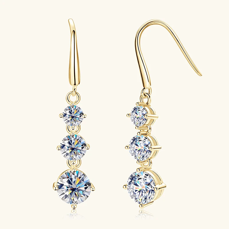 Anziw 3.60CTTW. D VVS1 Moissanite Drop Hook Earrings for Women 925 Silver Sparking Lad Diamond Dangle Earrings Wedding Jewelry