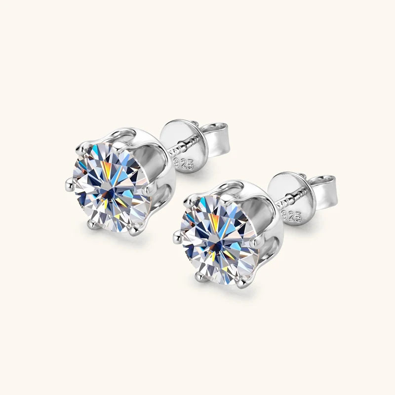 Anziw 3mm-9mm D Round Moissanite Stud Earrings for Women Men Sparking Earrings 925 Silver Hypoallergenic Certified Fine Jewelry