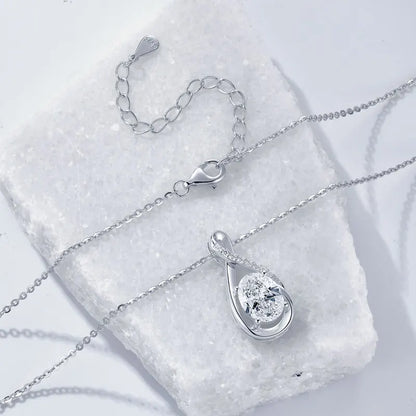 Oval Cut 3.0cttw D Moissanite Jewelry Set for Women 925 Silver 2ct Infinity Pendant Necklace 0.5ct Stud Earrings Sets 2025 Gifts