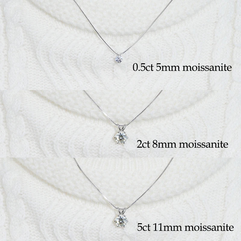 5CT 3CT 4CT 0.5CT 1CT 2CT D-E Moissanite Solitaire Pendant Necklace For Women Real 925 Silver Original Jewelry With Certificate