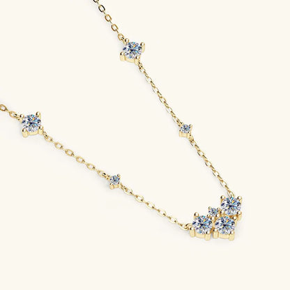 2025 New 4mm&2mm D Color Moissanite Pendant Necklace Plated 18K Gold 925 Silver Chain Jewelry Certified for Women Girl Gifts