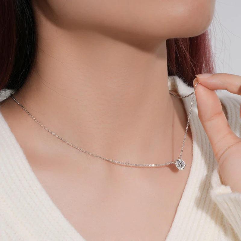 4.0cttw Oval Cut D Moissanite Jewelry Set Real 925 Silver Pendant Necklace and Luxury Hoop Earrings Sets for Women Trendy Gift