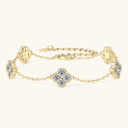 Anziw Lucky 3mm Moissanite Clover Flower Pendant Necklace Earrings Bracelet for Women 925 Silver Charm Jewelry Valentine's Gifts