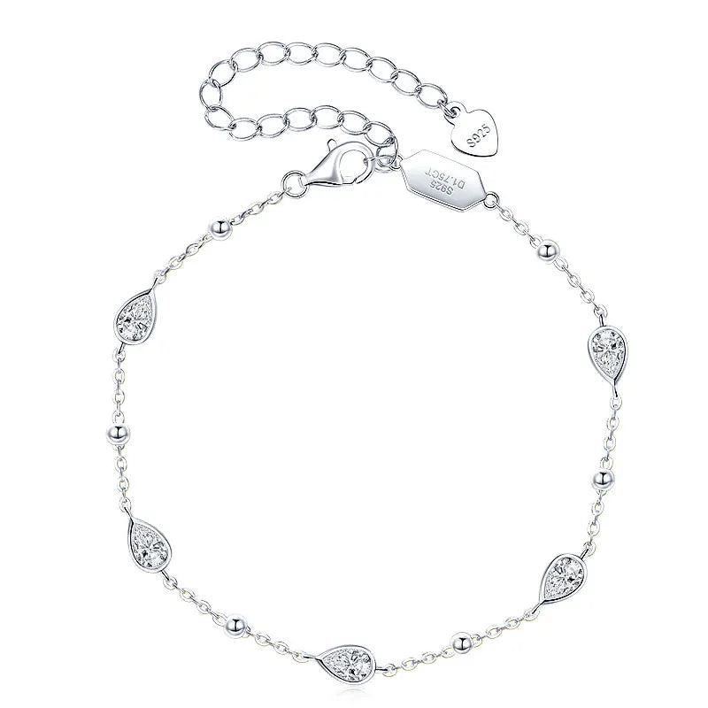 Anizw Teardrop Waterdrop Moissanite Bracelets for Women 925 Silver Certified Pear-shaped Cut Lab Diamond Hand Jewelry 2025 Trend