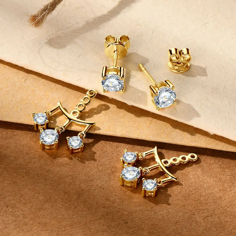 Anziw Trendy Dual Use Earrings Jackets 925 Sterling Silver D Color Moissanite Ear Jacket Studs for Women Jewelry Valentine Gifts