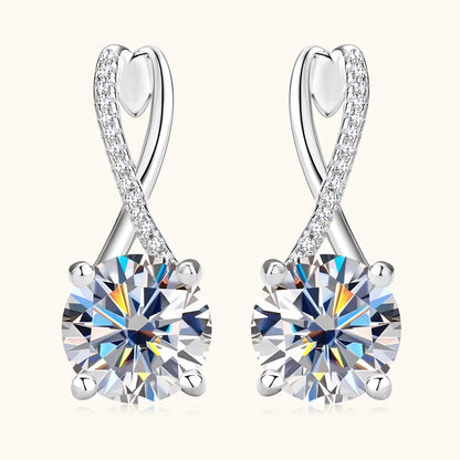 Anziw D2.0CT Moissanite Drop Huggie Earrings Real 925 Silver Women Gold Plated Hoops Infinite Earring Certified Wedding Jewelry
