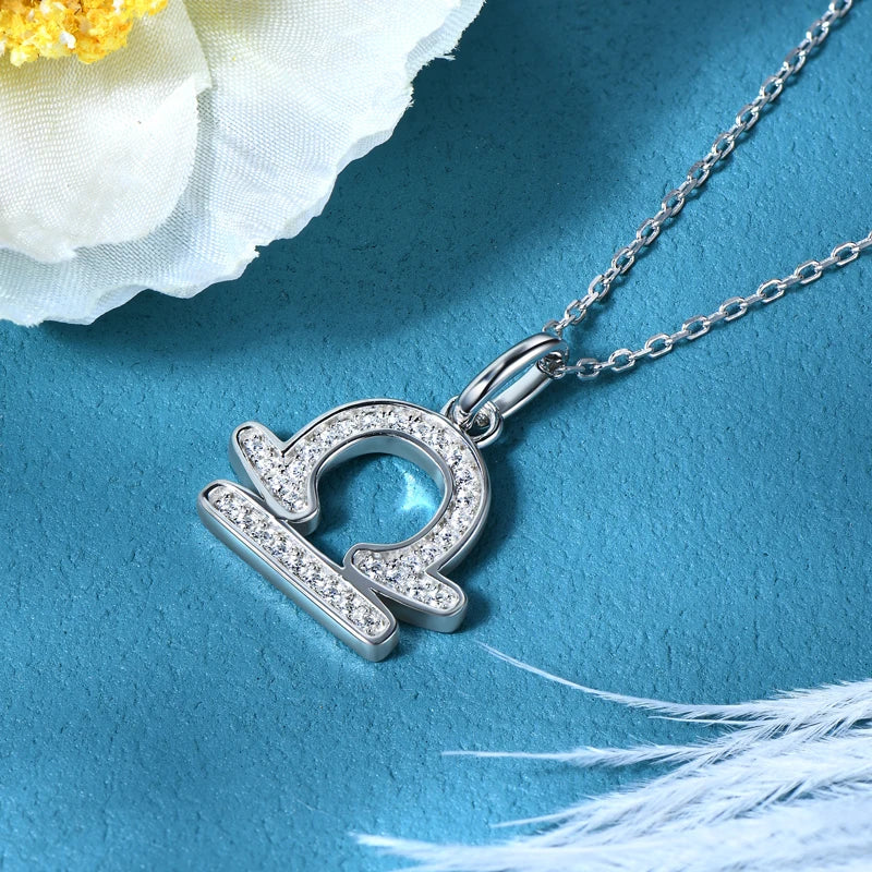 925 Sterling Silver Zodiac Sign 12 Constellation Pendant Micro-Set 1mm Moissanite Necklace Charm For Women Jewelry Birthday Gift