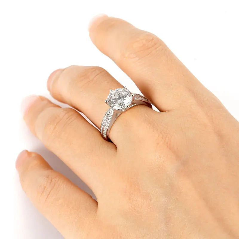 Anziw 1ct 2ct 3ct D Moissanite Ring for Women 925 Sliver 18k Gold Plated Classic Engagement Wedding Promise Rings Finger Jewelry