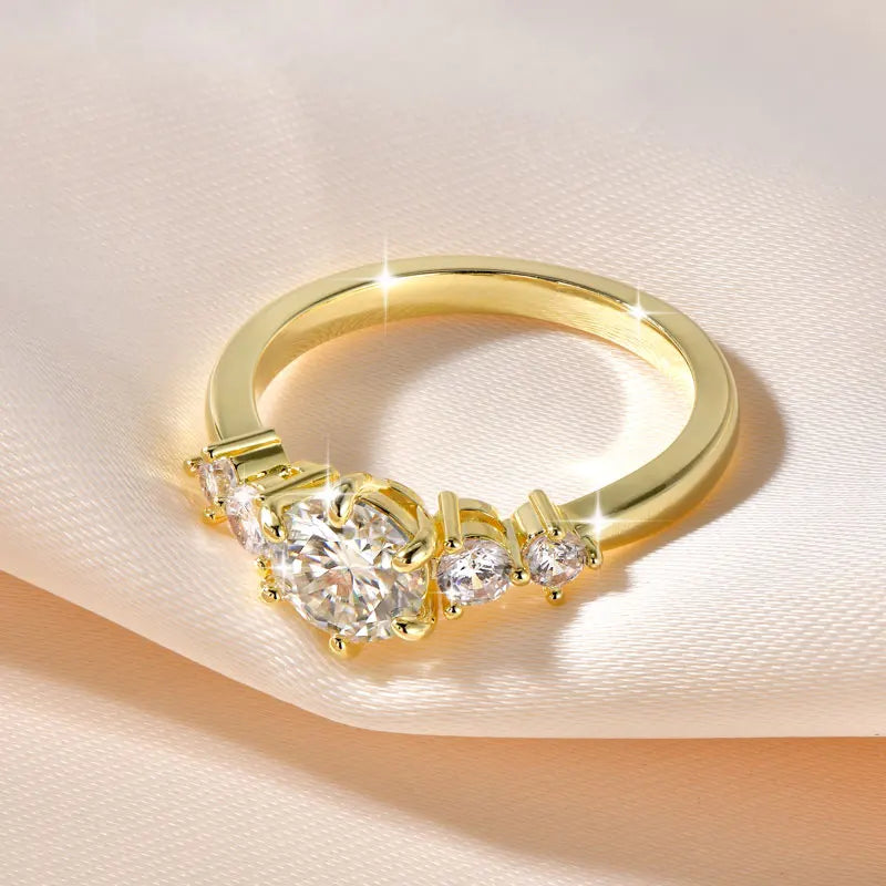 Anziw Exquisite 6.5mm 1.0ct D Moissanite Rings for Women 14K Gold Filled Classic Six Claws Finger Bands 2026 Tendy Jewelry Daily