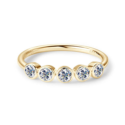 Anziw 925 Sterling Silver 3mm D-E Moissanite Rings for Women Fashion Five Stones Ring Daily Wear Finger Band Fine Jewelry Gifts