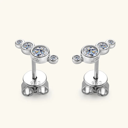 Anziw Earrings Climber with D0.43CT Bezel D Color Moissanite Piercing Studs 100% 925 Silver for Women Jewelry with Certificate